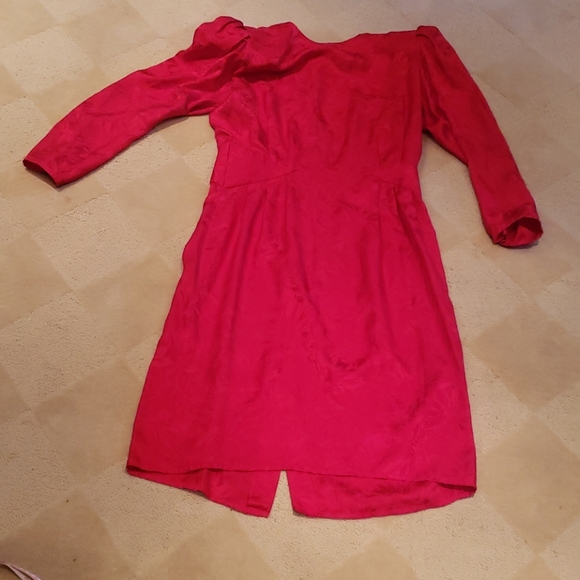 Argenti Vintage Red Silk Dress, Sz 12 - Picture 3 of 12